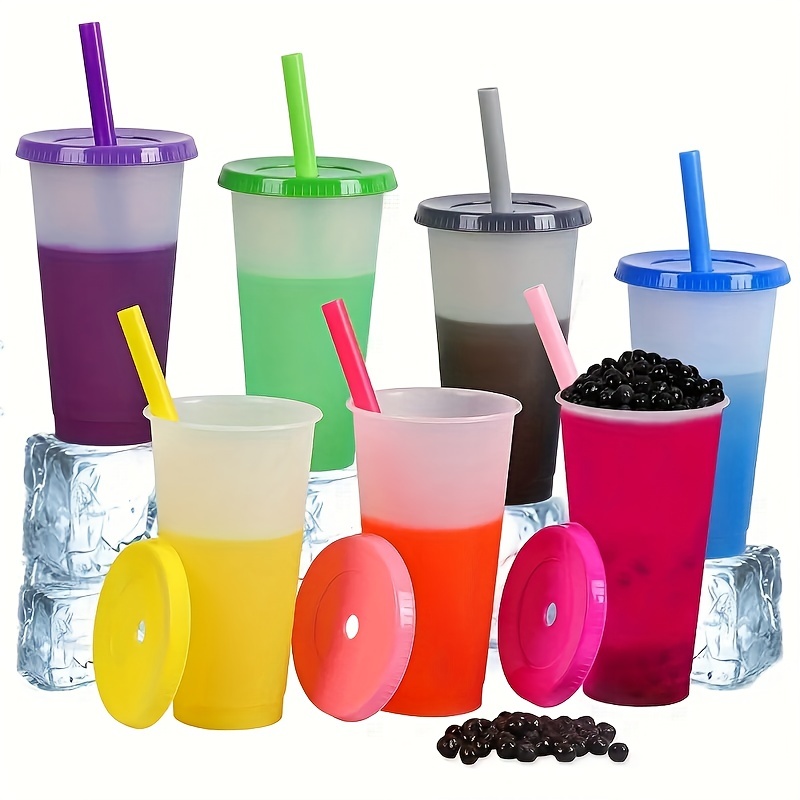 Color Changing Reusable Tumblers With Lids And Straws - Temu