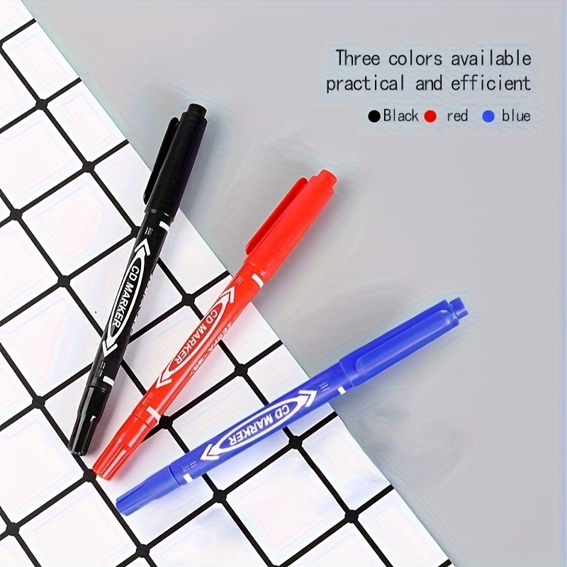 Cheap 3pcs Oil ink Permanent Marker pen Waterproof Black Blue Red color  metal ceramic CD fabric wood D6842