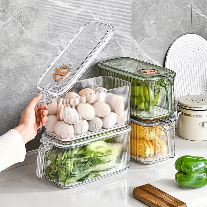 Food Storage Container, Plastic Food Containers with Removable Drain Plate and Lid, Stackable Portable Freezer Storage Containers - Tray to Keep