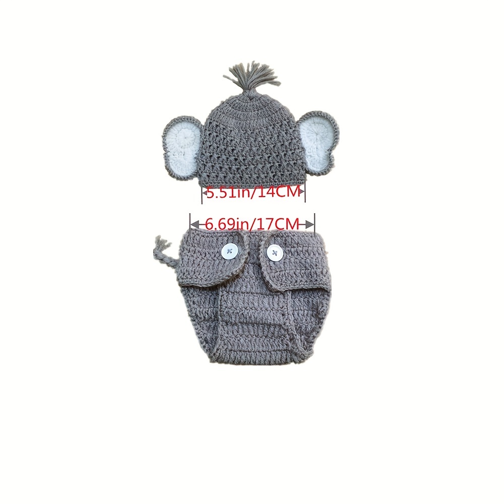 Newborn Baby Elephant Knit Crochet Hat Shorts Set Costume - Temu
