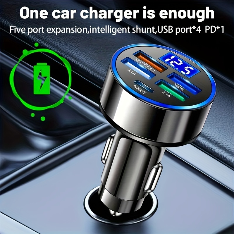 Cargador de coche USB tipo C 4 en 1, 36 W, multiconector USB para mechero  de cigarrillos con 3 puertos USB, 12 V/24 V, doble USB tipo C, adaptador de  carga rápida para carro - Temu Spain