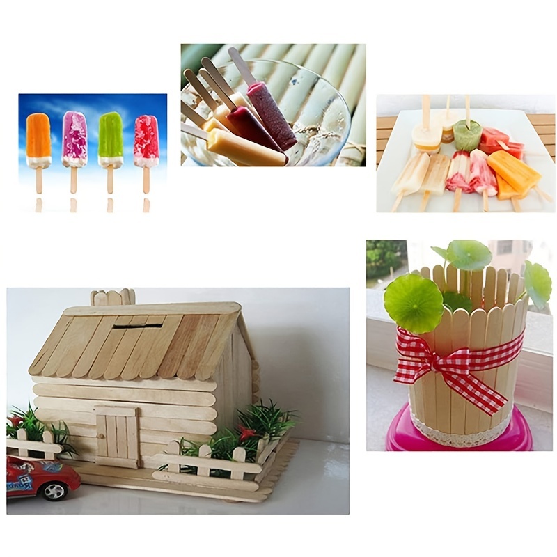 100 Coloured Natural Ice Lolly Lollipop Sticks Wooden Model Craft