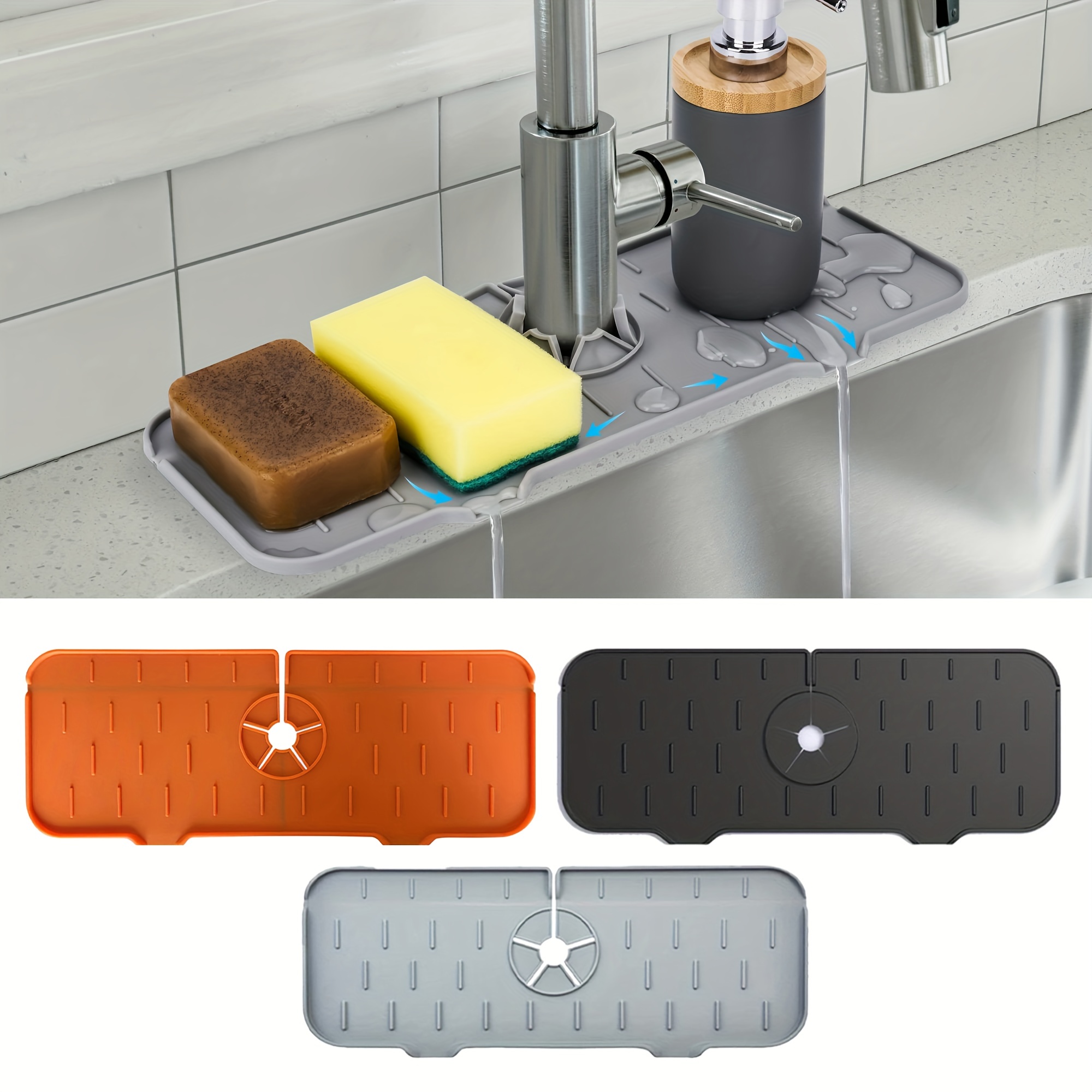 Dropship 1pc Silicone Sink Faucet Mat Splash Guard; Kitchen Sink Draining  Pad Behind Faucet Dish Drying Mat For Countertop; Bathroom; Farmhouse to  Sell Online at a Lower Price