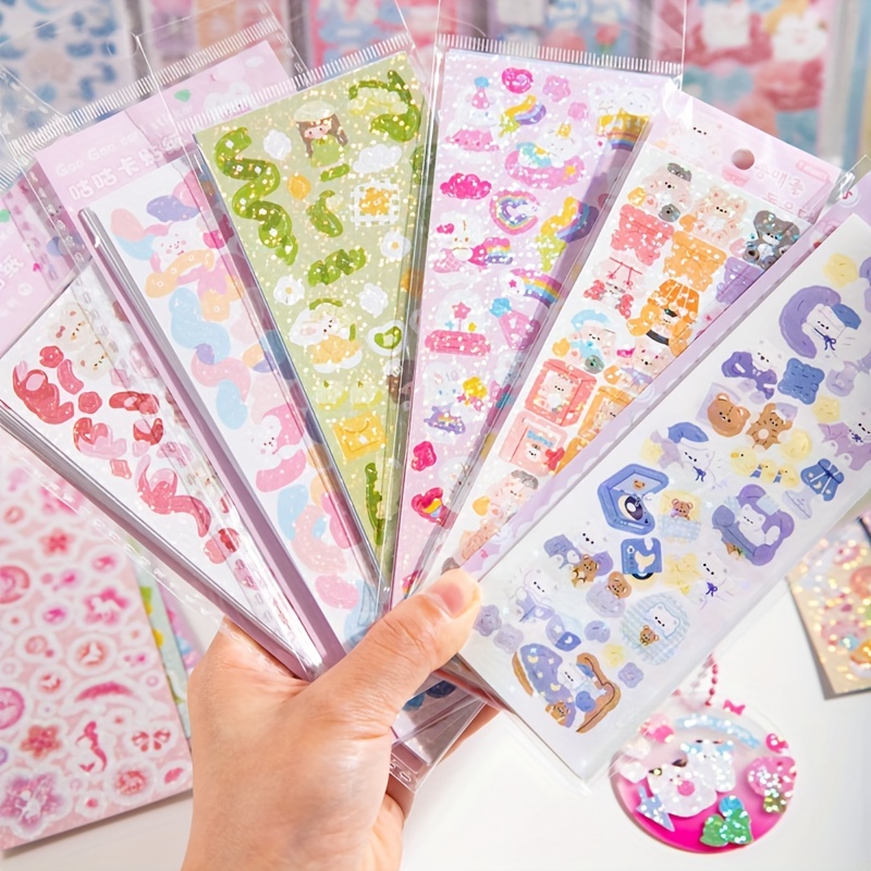 Goo Card Set Cute Cartoon Diy Journal Stickers Laser Goo - Temu