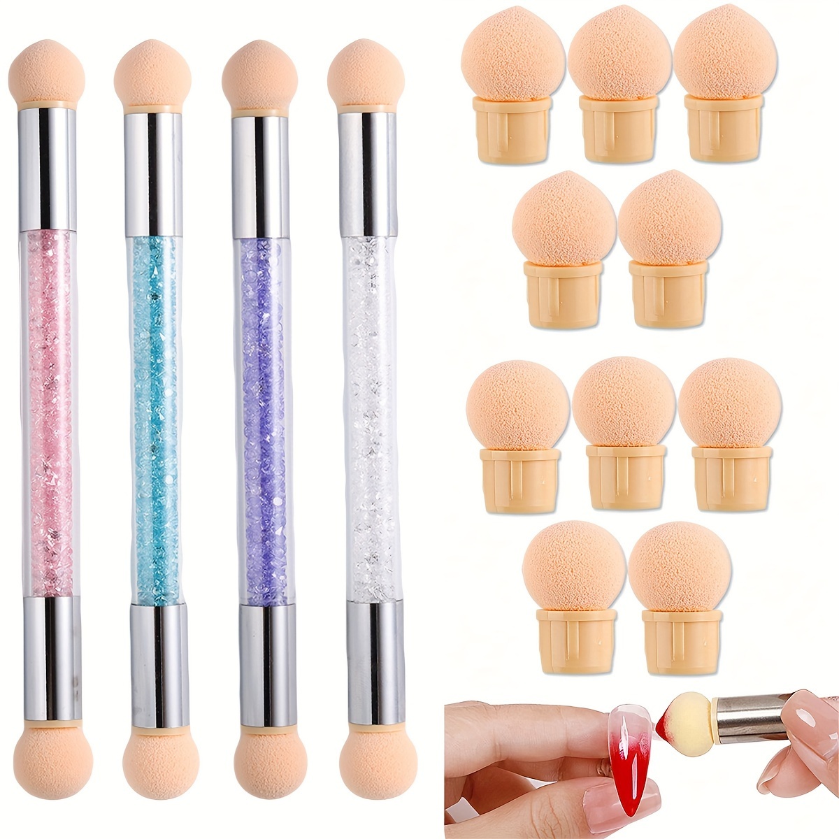

Gradient Shading Nail Art Pens, Smudge Pen With Replacement Head, Double-ended Sponge Head Smudge Pen, Nail Art Brush, Nail Art Painting Tool