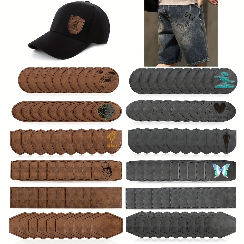 90Pcs Laser Engraving Blanks, Blank Leather Patch for Hat, Wear-Resistant,  Not Easy To Fade