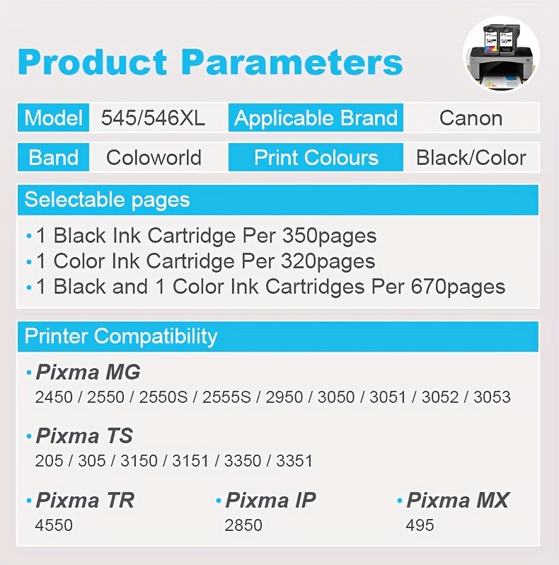 Toner Kingdom PG-545XL CL-546XL Cartuchos de Tinta Compatible Tinta Canon  545 546 para Canon Pixma TS3350 TS3150 TR4550 MG2550 MG3050 MX495 MG2950  TS3351 TS3151 TR4551 TS3450 (1 Negro, 1 Tricolor) : : Informática