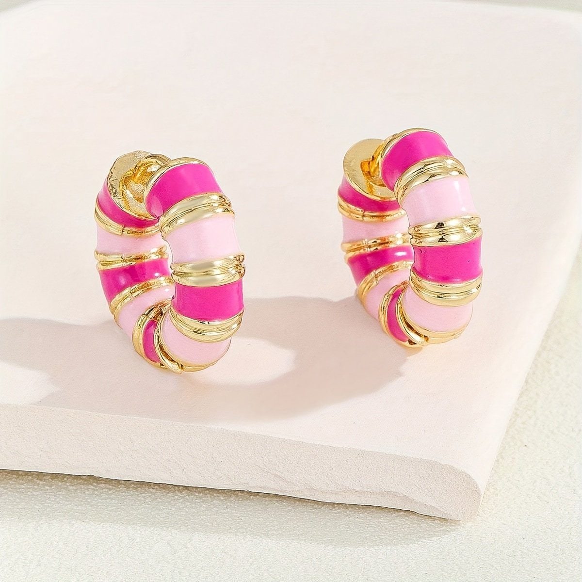 Colorful Enamel Design Enamel Hoop Earrings Vintage Elegant - Temu
