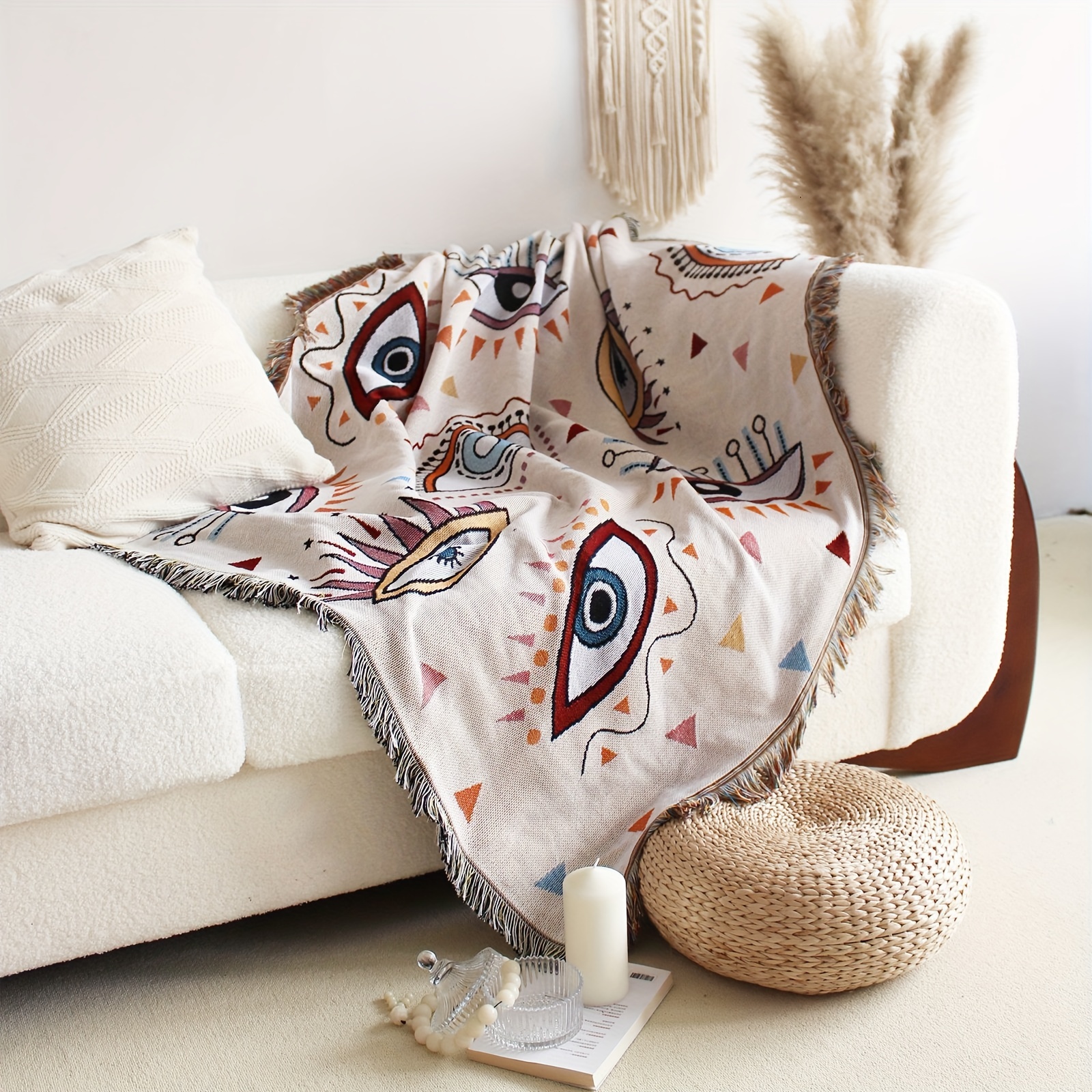Boho Woven Blanket with Tassels for Home Decor, Beach Trips & Picnics