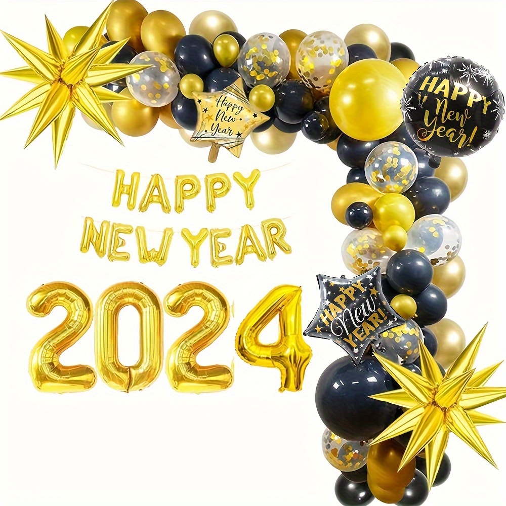 46pcs, Ensemble De Ballons Joyeux Nouvel An, Décoration De Fête Du Nouvel  An 2024, Décoration De Célébration, Décoration De Photo, Arrangement