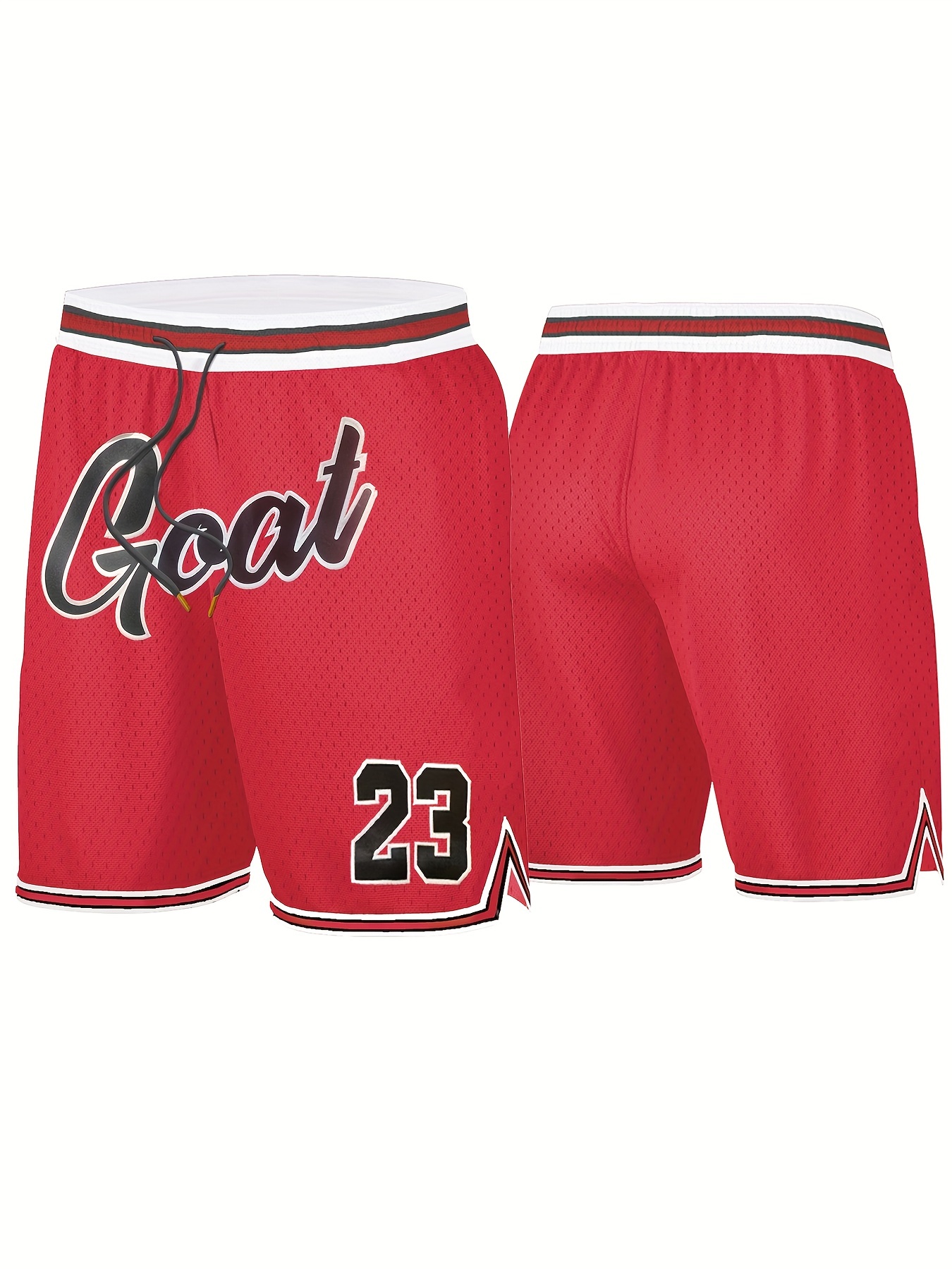Men's Vintage Goat #23 Basketball Shorts, Active Slightly Stretch  Breathable Mesh Embroidered Loose Shorts For Competition Training Party  Size S-XXXL