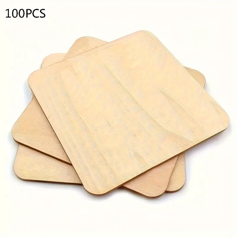 10PC Square Wooden Blank Coasters Wood Craft Blanks Pieces Plaque DIY  Unfinished
