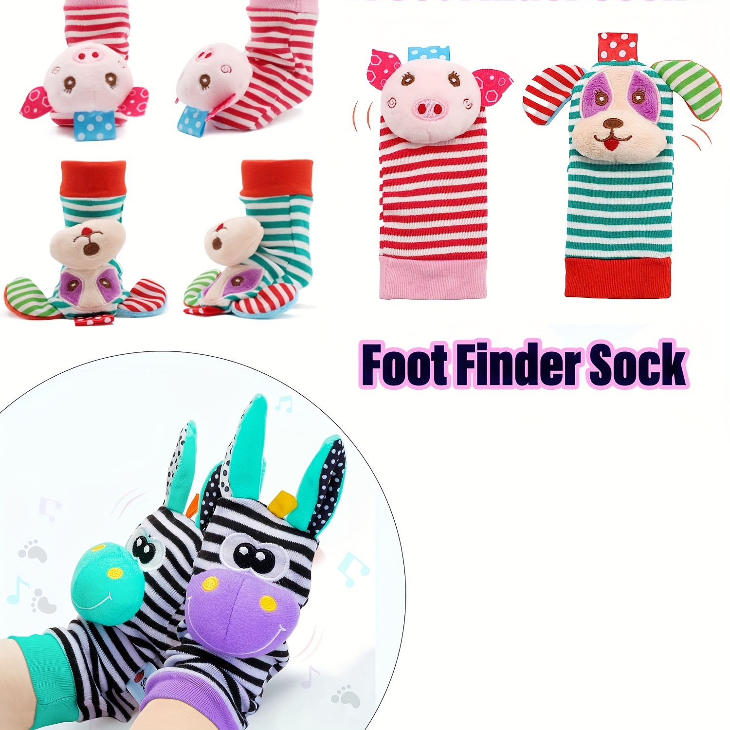 Foot Finders & Wrist Rattles for Infants Developmental Texture Toys for  Babies & Baby Toy Socks & Infant Wrist Rattle, Newborn Toys for Baby Boys