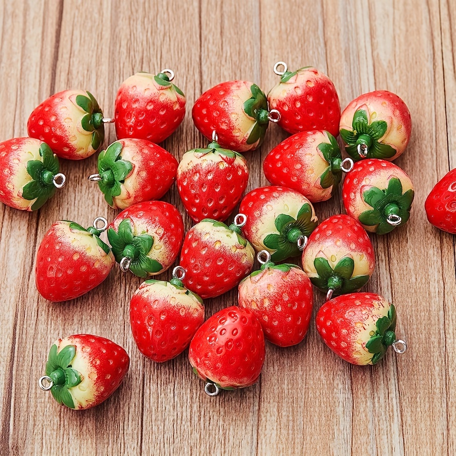 Simulation Small Strawberry Pendant Resin Red Strawberry - Temu