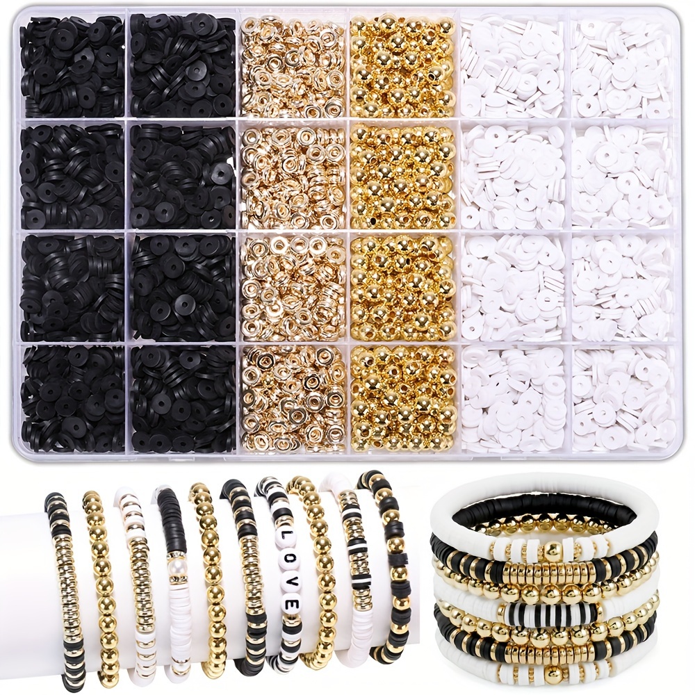  Ganepwns Black & White Beads for Bracelets Making Clay Beads  for Jewelry Making DIY Craft Charms Friendship Bracelet Beading Kit  Supplies Christmas Gift for Girls Women