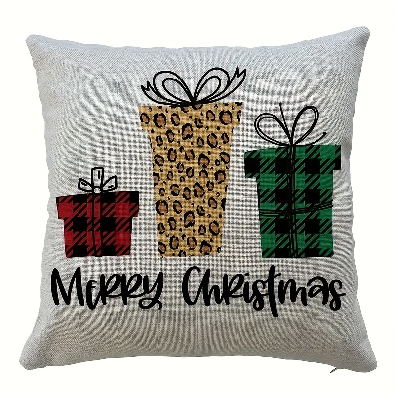 4pcs/set Christmas Linen Blend Throw Pillow Case, Square Cushion Case,  Decorative Pillow Cover For Living Room Bedroom Couch Sofa, Home Decor Room  Dec