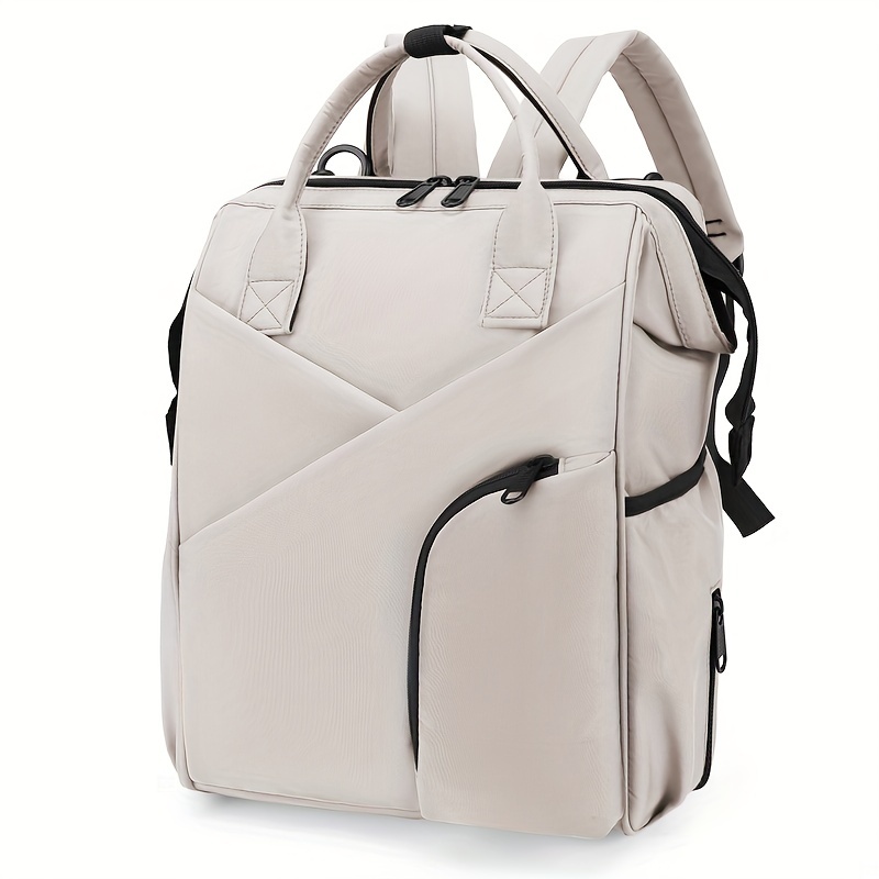 White Large Capacity Solid Color Simple Functional Backpack