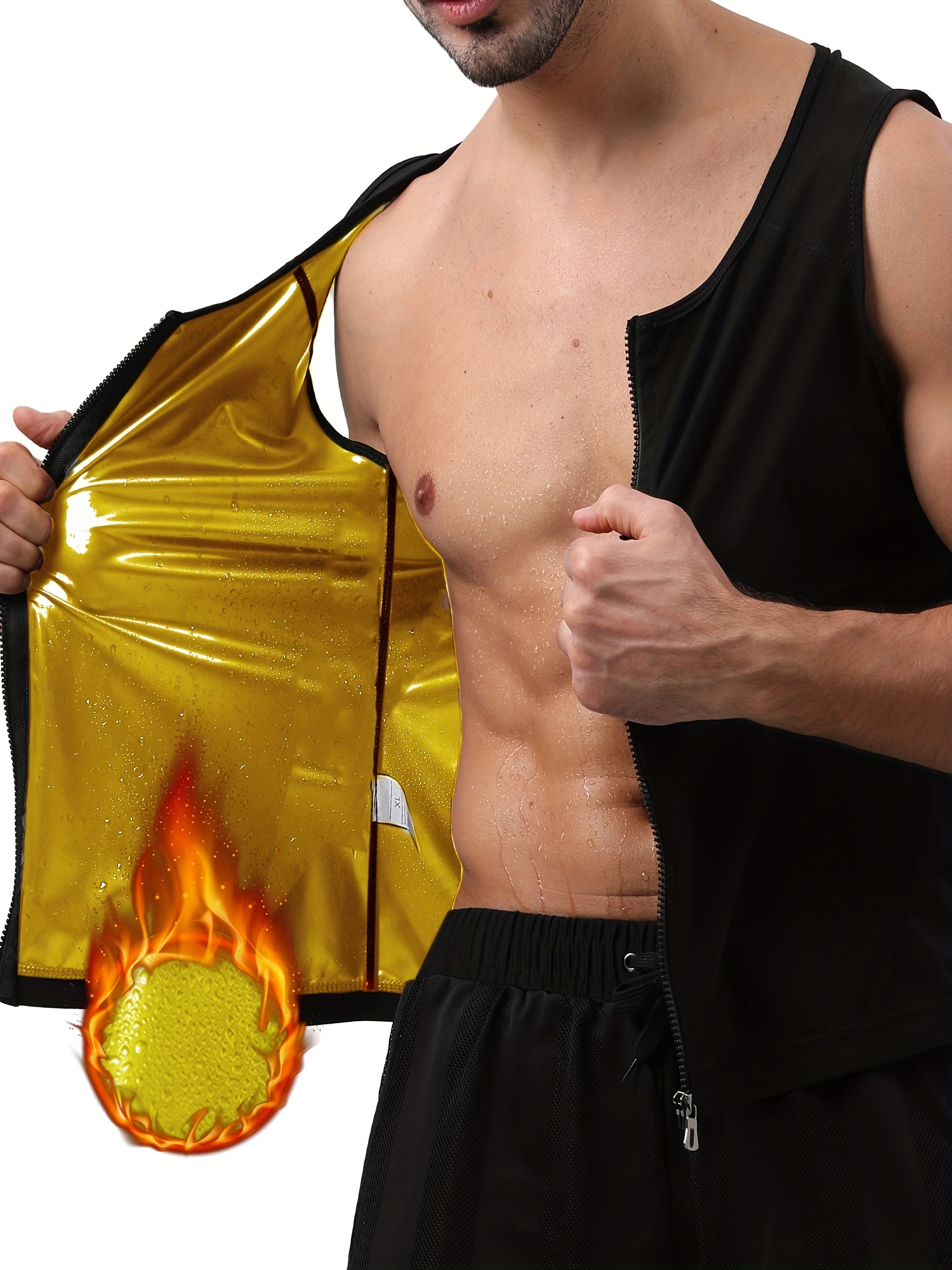 Men's Compression Waist Belt Sauna Vest Zipper Breathable - Temu
