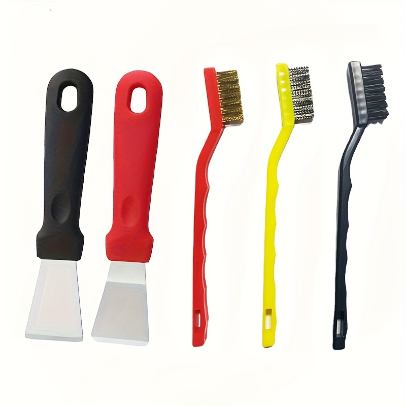 3pcs/set Gas Stove Decontamination Wire Brush Stovetop Range Hood Brush  Cleaner Set Groove Crevice Brush Kitchen Cleaning Tools