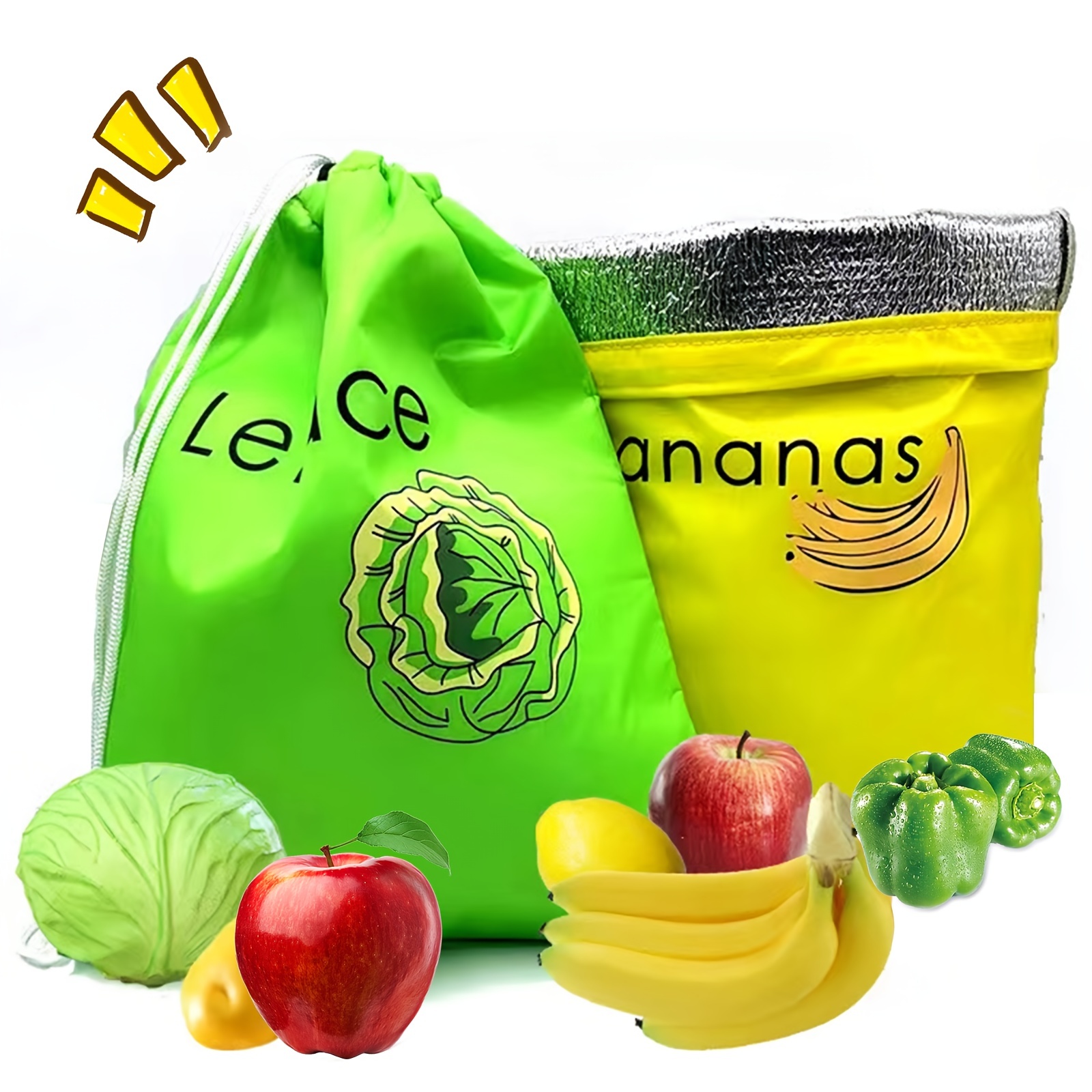 

1pc, New Outdoor Vegetable Bag, Food Storage Drawstring Bag Large Capacity Storage Bag