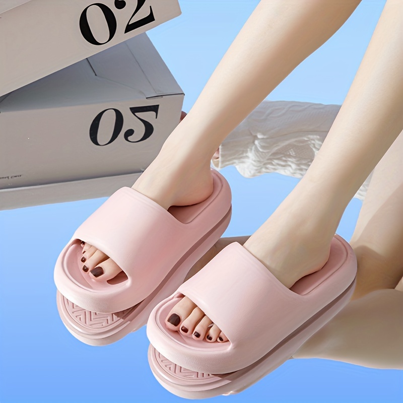 Solid Color Slides Casual Soft Sole Pillow Slides Temu