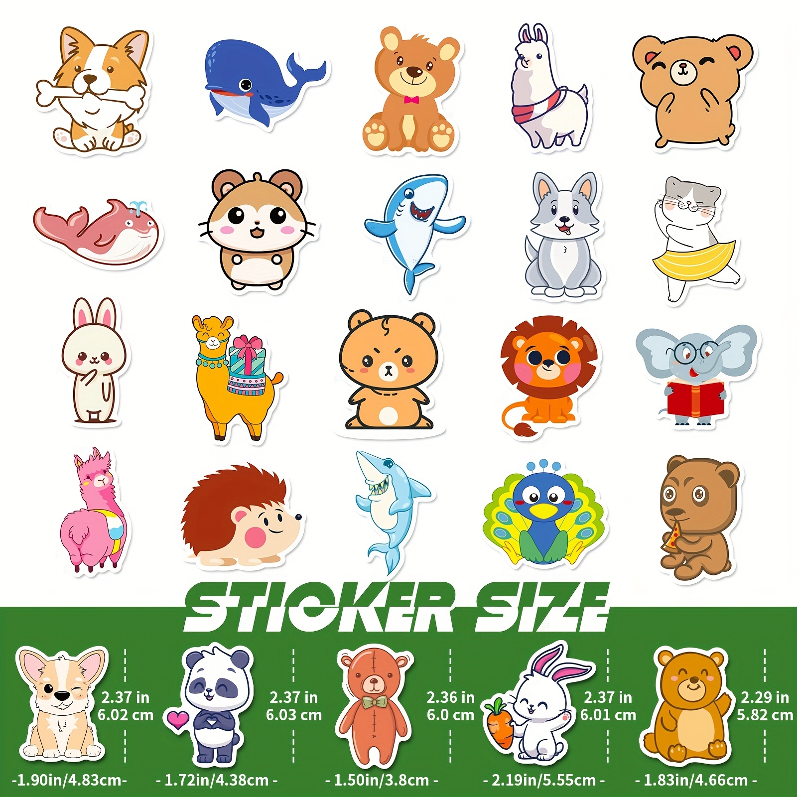 100Pcs Cute Animal Stickers,Vinyl Waterproof Stickers for Laptop