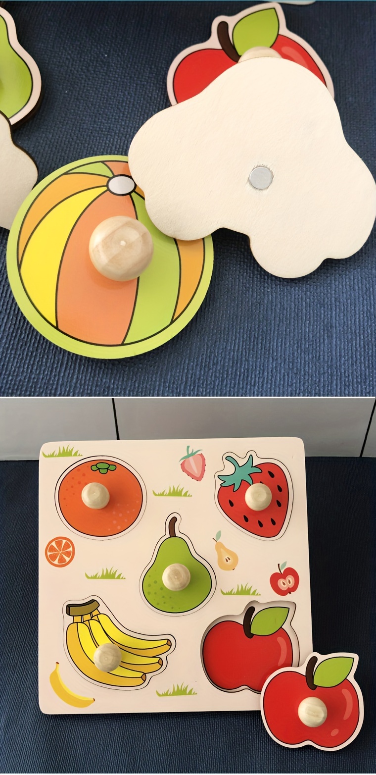 Children's Hand Scratching Board, 3D Puzzle Wooden Toys, Children's Baby Early Education Fruit Cognitive Puzzle Toys, Wooden Hand Scratching Board, As Halloween, Chrismas Gift