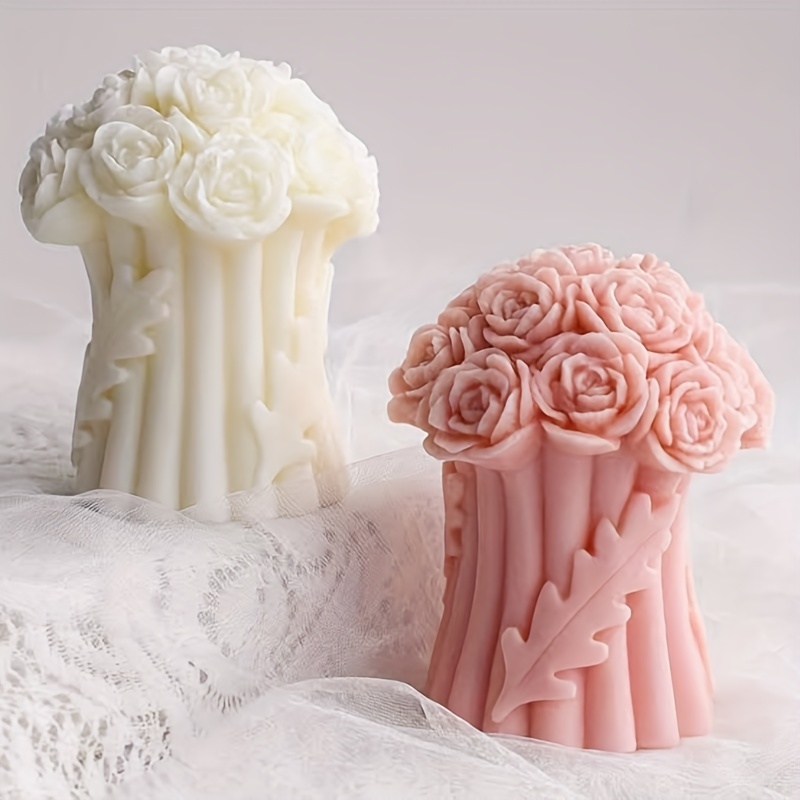 Moldes de vela de columna de flores de rosa, molde de fundición de resina  cilíndrica para hacer velas, molde de silicona para hacer velas, molde de