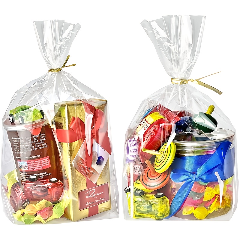 3 Sizes 40 Pack Shrink Wrap Bags for Gift Baskets Easter Clear PVC Heat  Cellophane Basket and 60 Pcs Colorful Pull Bows Present Packaging