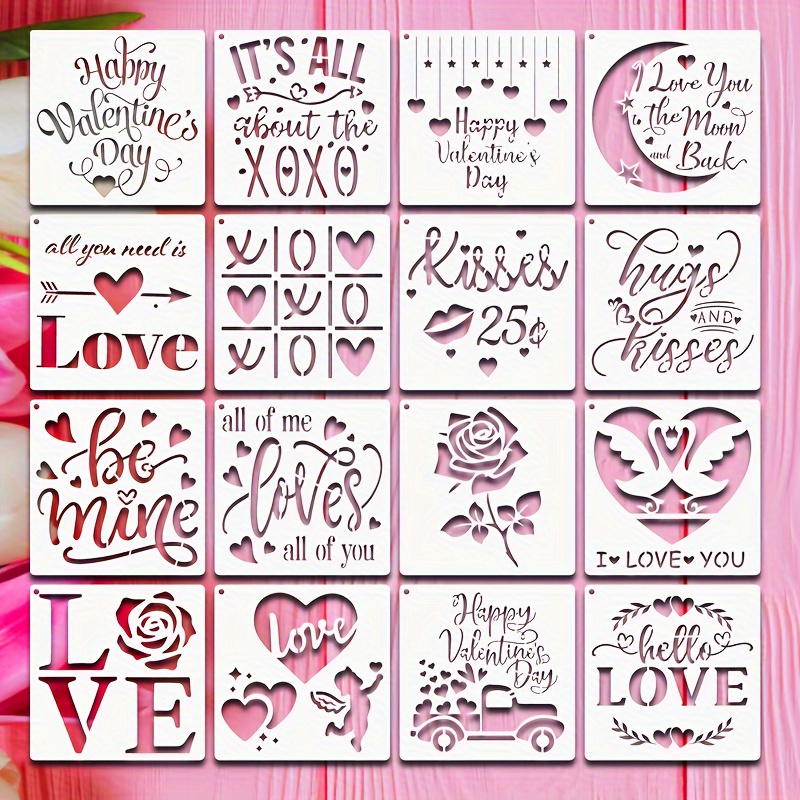 9pcs Valentine's Day Stencils For Painting On Wood, Swan Truck Heart  Reusable Plastic Stencils Love Words Craft Painting Templates For  Valentine's Day