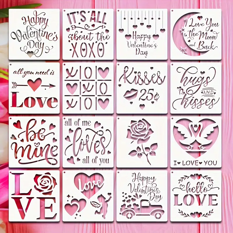 Valentine's Day Theme Stencil Reusable Words Stencil With - Temu