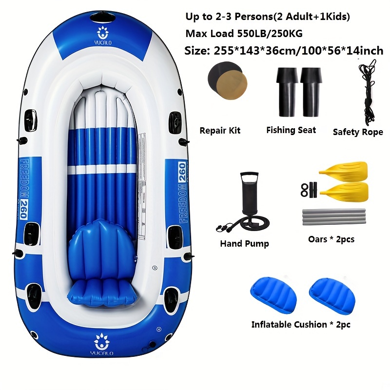 Pvc Inflatable Boat Set Boat Adults 1 2 2 3 Persons Kayak - Temu