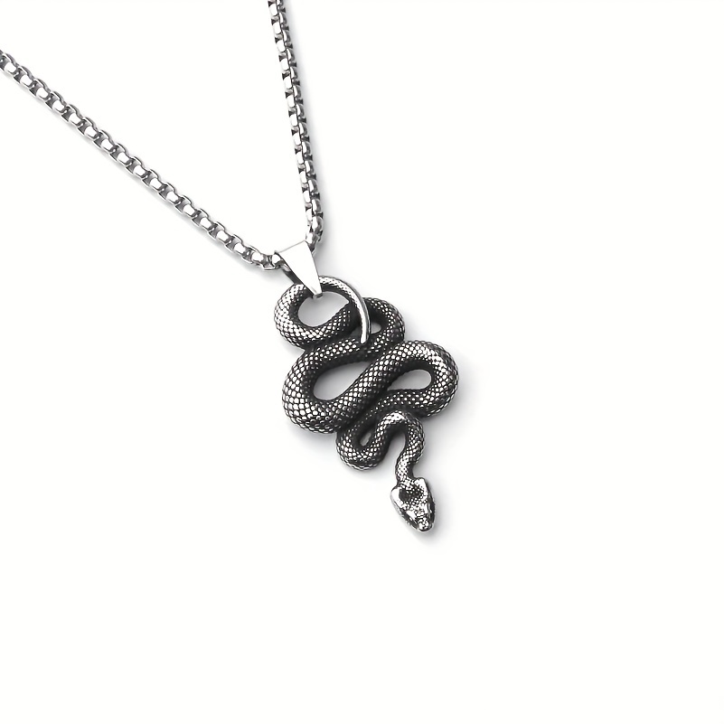 Snake Rose Heart Pendant Necklace Stainless Steel Gothic - Temu