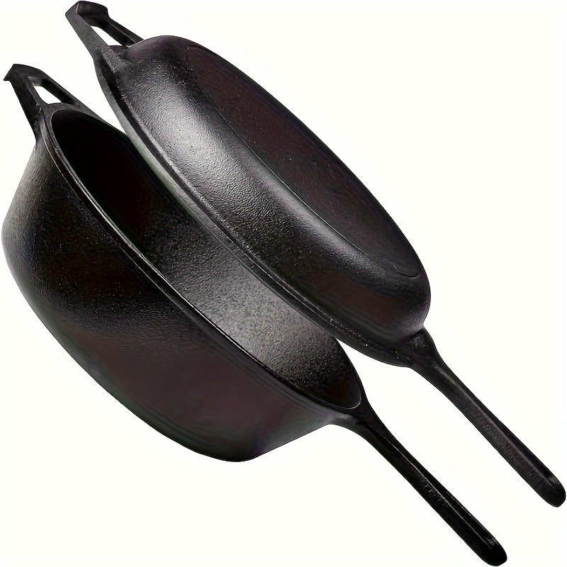 Cast Iron Combo Cooker, Pretreated Cast Iron Stew Pans, Cast Iron