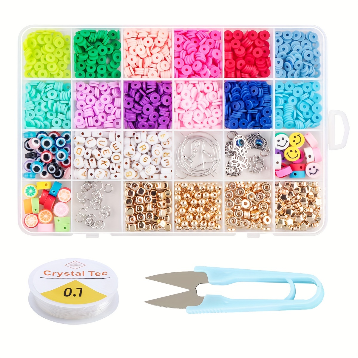 24 Colors Flat Round Polymer Clay Beads Kit With Letters - Temu