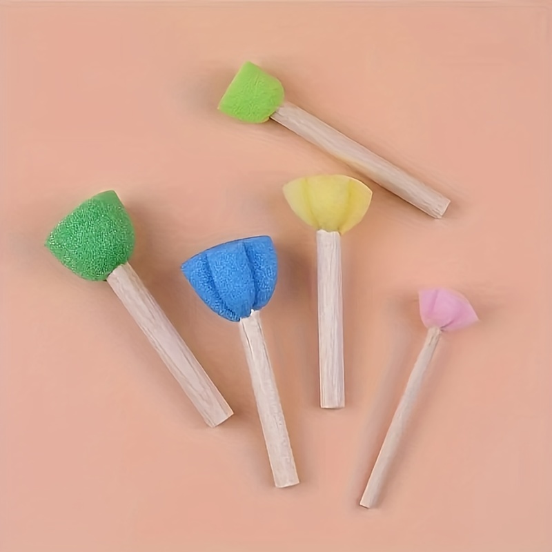 5pcs Art Painting Sponge Brushes Set, Foam Rubbing Graffiti Stamp Tools, Multi-Color (Blue, Green) for Creative Art Projects, Graffiti Art Supplies|Colorful Art Tools|Durable Handles