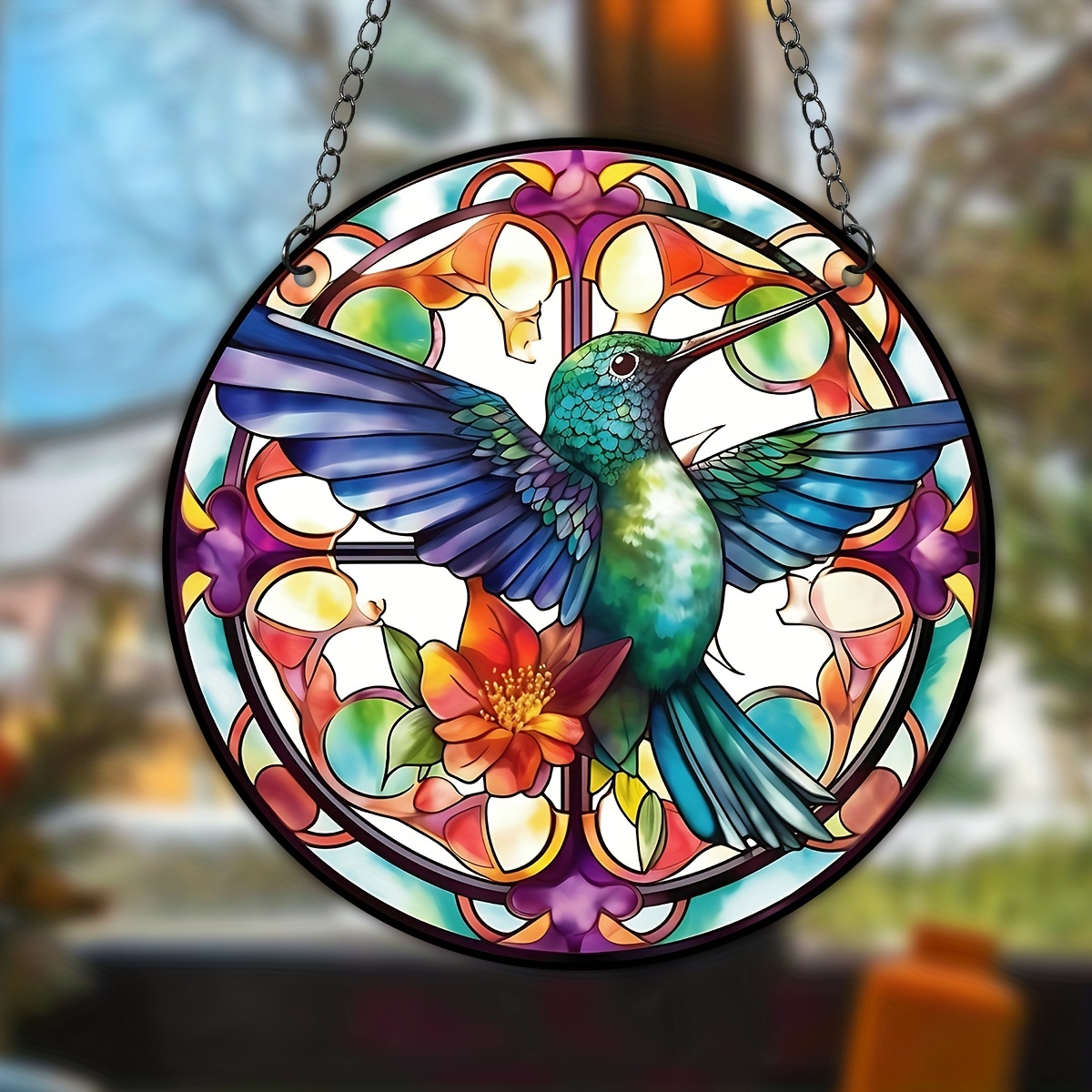 Stained Plastic Hanging Window Hummingbird Suncatcher Bird - Temu