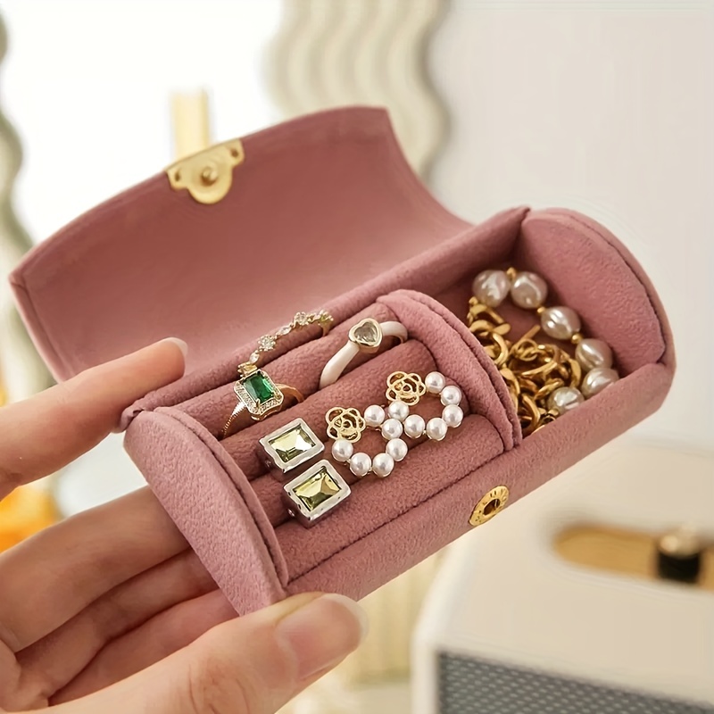 Velvet Jewelry Box Travel Portable Jewelry Organizer Box - Temu