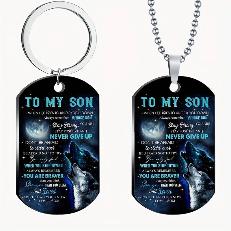 To My Son Dog Tag Necklace – Stainless Steel Mom-Son Pendant, Multi-Color, Unbranded