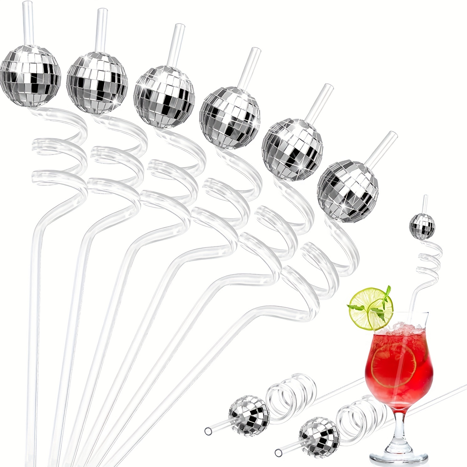 Disco Straw Decor Disco Birthday Party Decorations Glitter Mirror Disco  Ball Decor And Silver Disco Ball Straws Plastic Decorative Straws For Party  Retro Disco Party Decorations, Bar Decorations, Bar Supplies, Cool Decor 