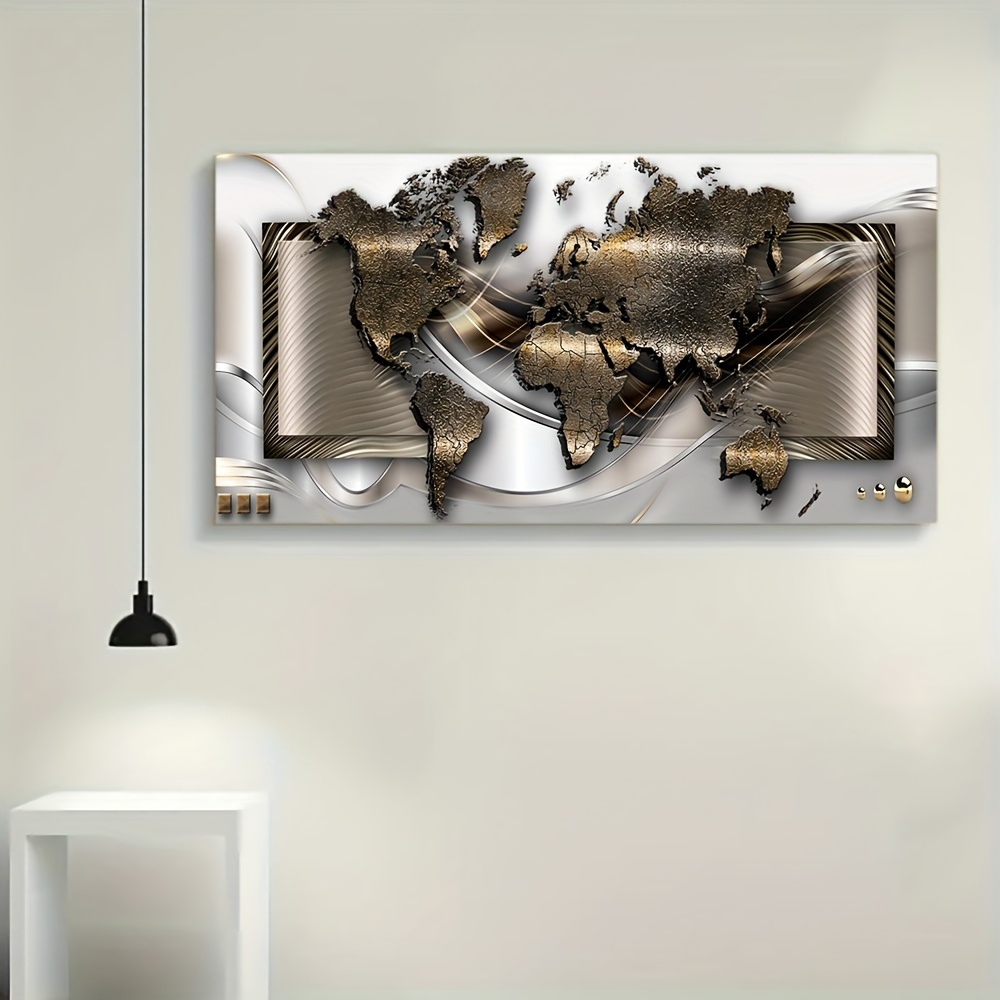 1pc luxury canvas print poster abstract world map canvas wall art artwork wall painting for bathroom bedroom office living room wall decor home decoration no frame