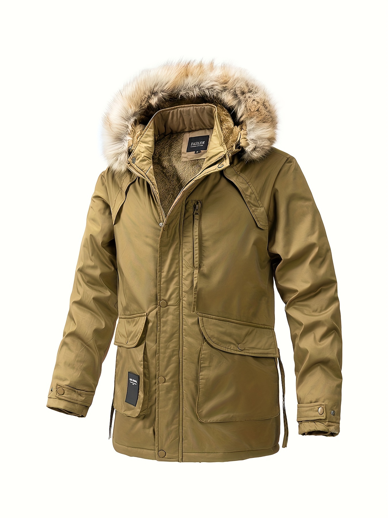 Warm Fleece Hooded Jacket Men's Casual Winter Jacket Coat - Temu