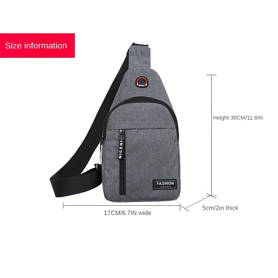 Men One Shoulder Crossbody Bag Soft Canvas Single Shoulder Sports Bag  Adjustable Shoulder Strap for Hiking/Camping Handbag