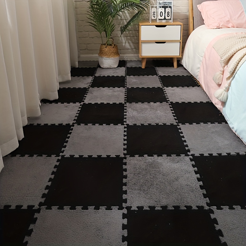 Plush Puzzle Foam Floor Mat Thick Interlocking Fluffy Tiles - Temu