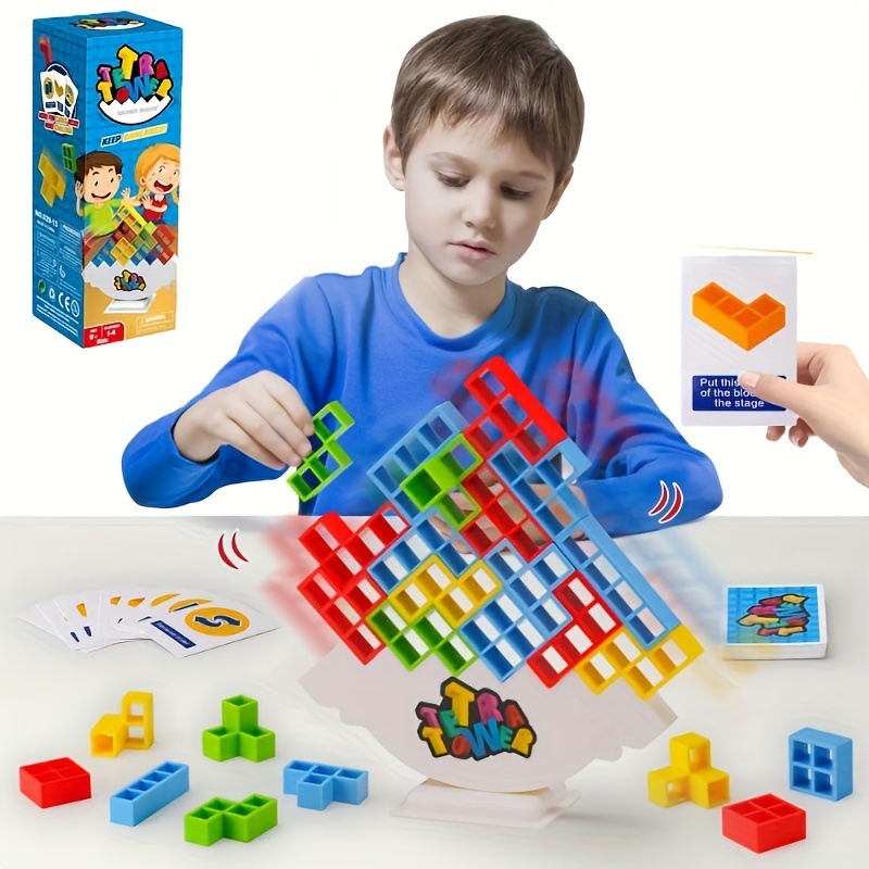 Tetra Tower Balancing Stacking Toys,Board Games for Kids & Adults,Tetris  Balance Game Building Blocks,Perfect for Family Games, Parties, Travel 