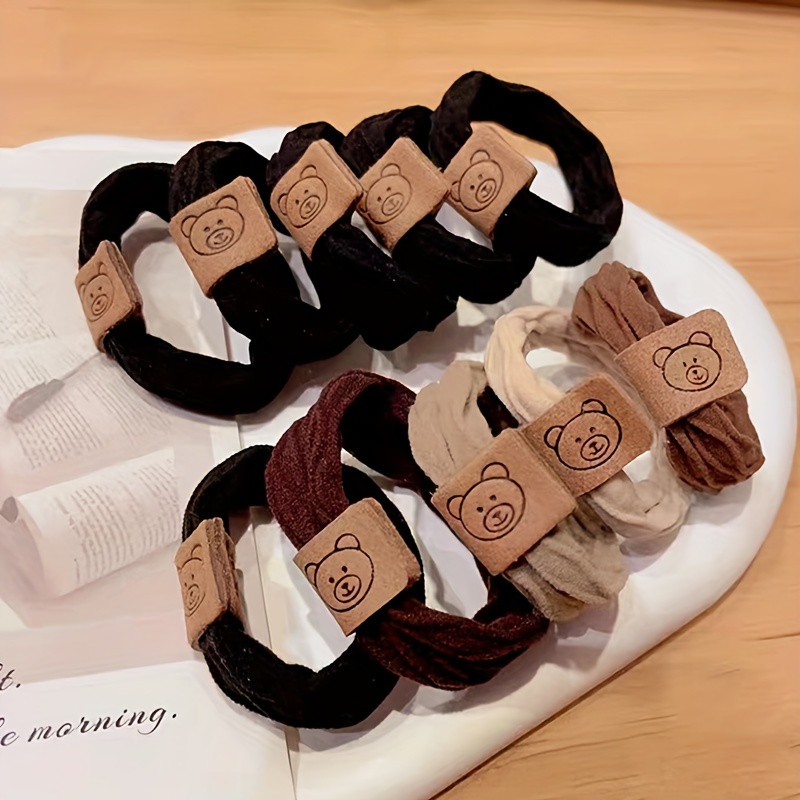 5pcs Little Bear Hair Rope Elastic Headband Thick Hair Ties