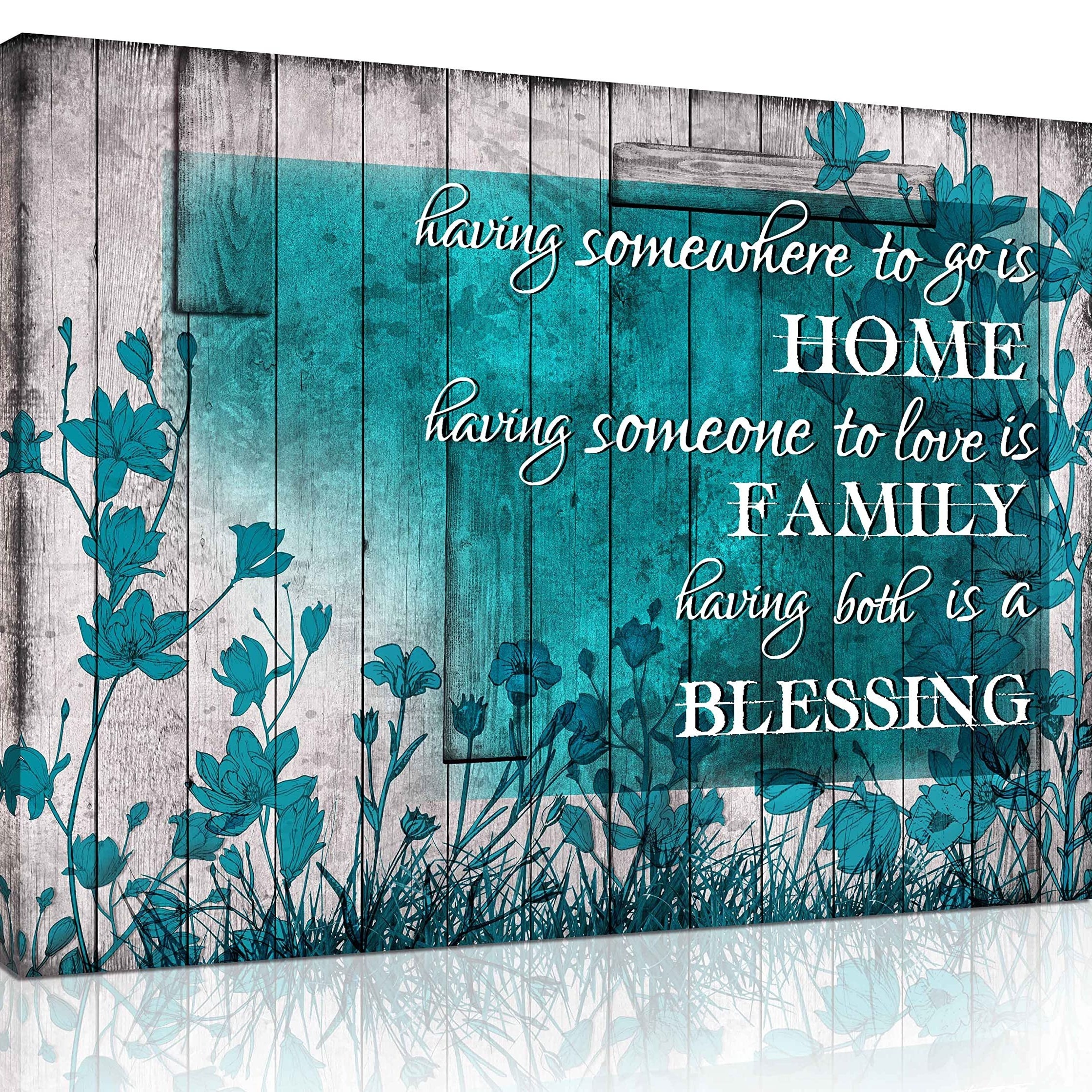 

Inspirational Teal Flower Quote - 11.8"x15.7" Wooden Canvas For Bedroom, Bathroom & Dining Room Decor, Ready To Hang, Room Decor