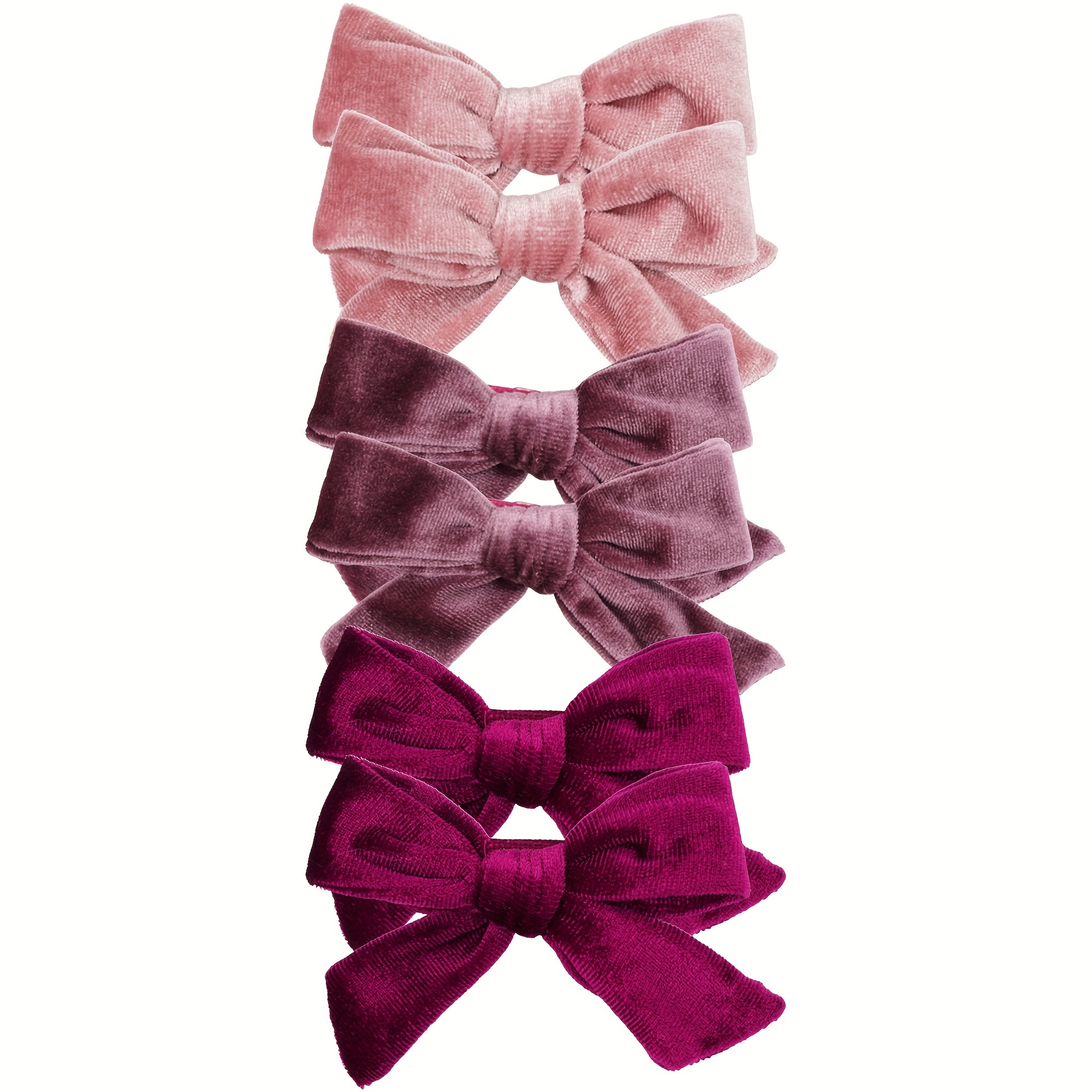 TEMU 6pcs Pinces à Cheveux Nœud en Velours de 4 pouces, Coutures à , Pinces à Cheveux Nœud Artisanat en Tissu