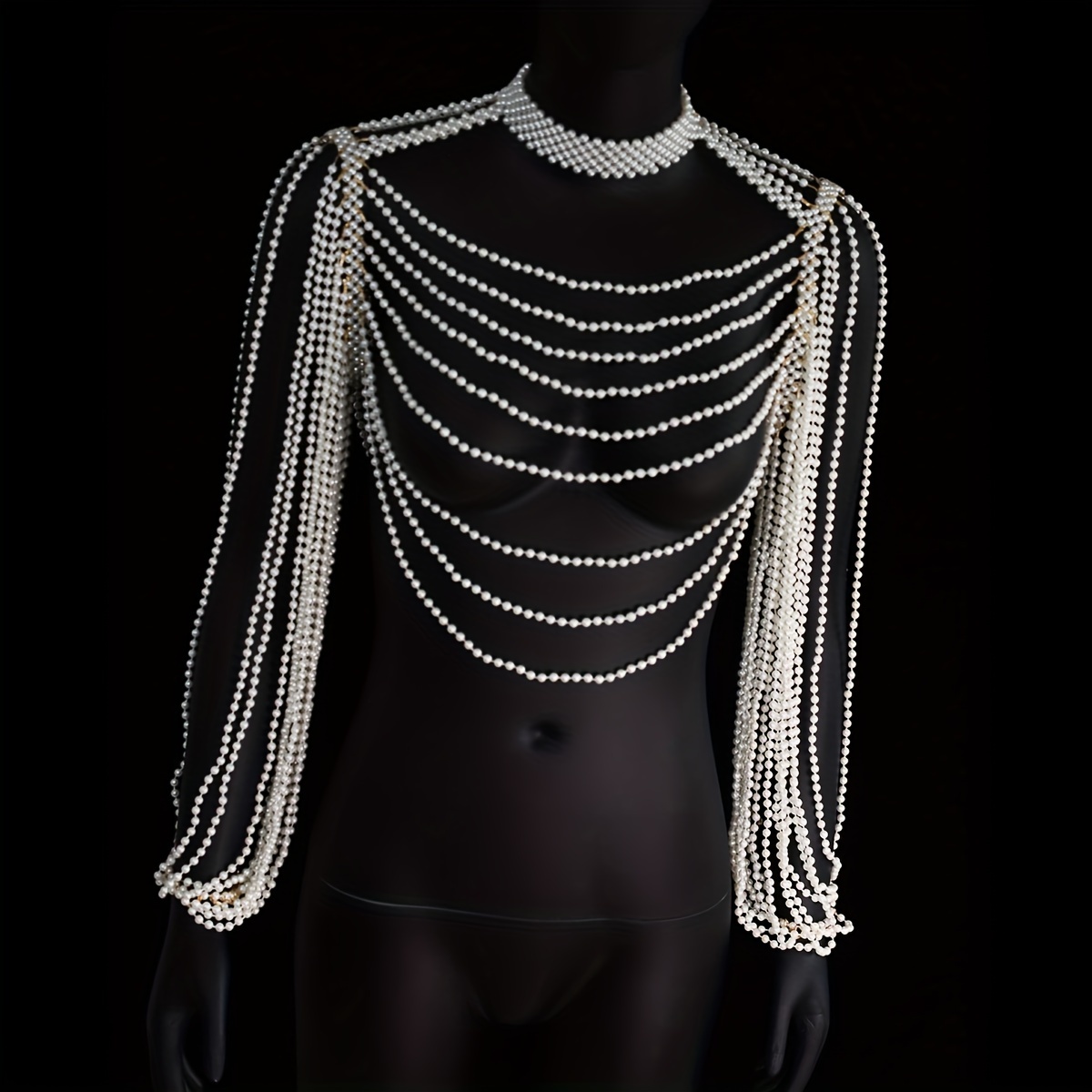 CCbodily Pearl Body Chain Bra - Fashion Shoulder Necklaces Bra Chain Body  Jewelr