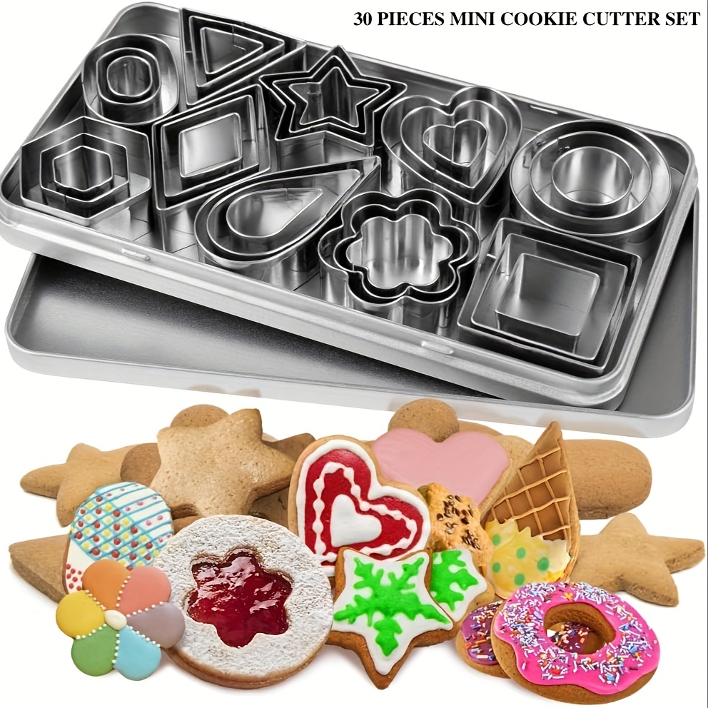 LINASHI Mini Cookie Cutter Set 30pcs/set Mini Cookie Cutters Set Stainless  Steel Molds for Fun Unique Shapes Easy to Store Anti-rust Perfect for Kids  